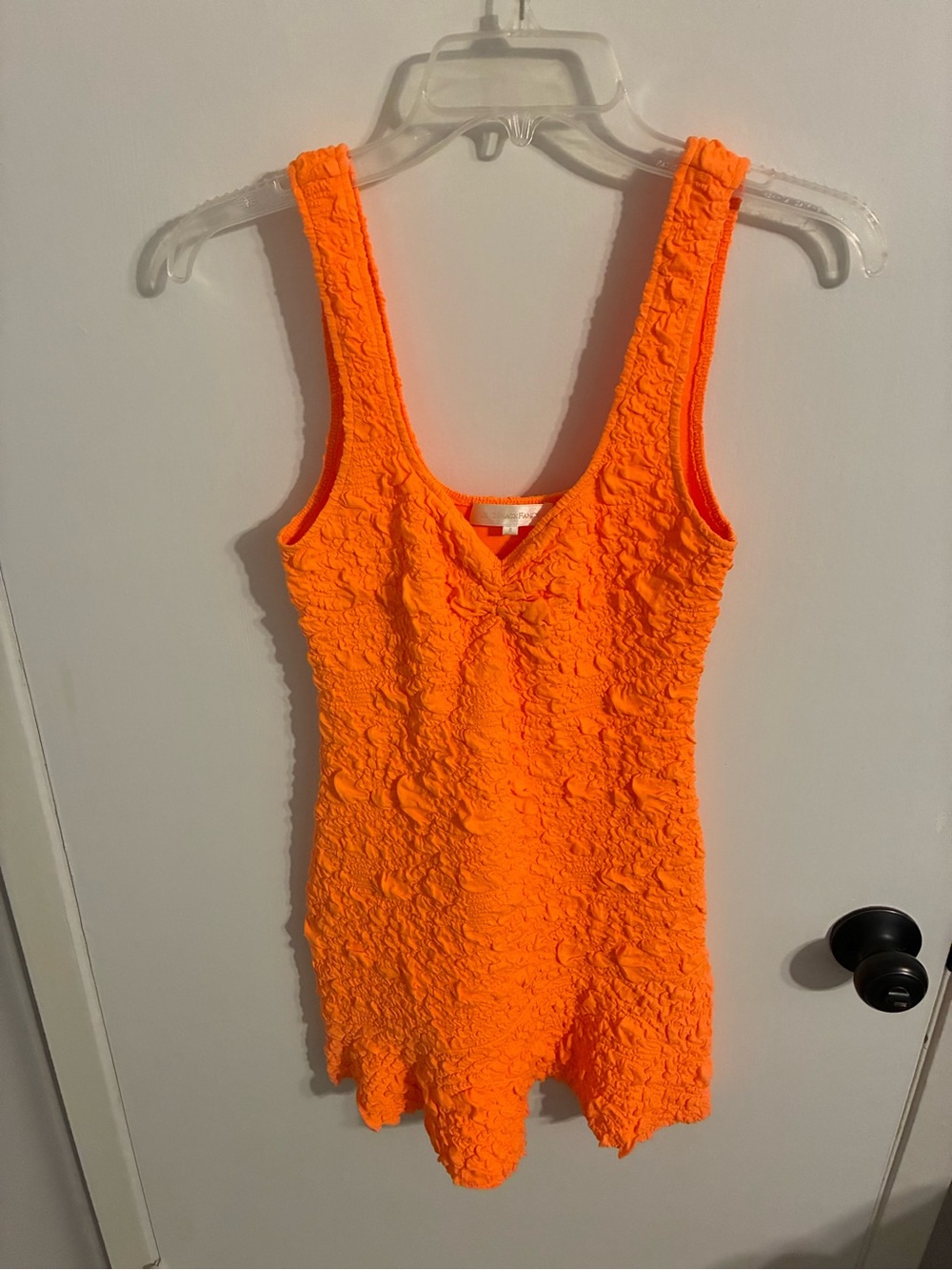 LoveShackFancy Bartlette Mini Dress Bright Tangerine